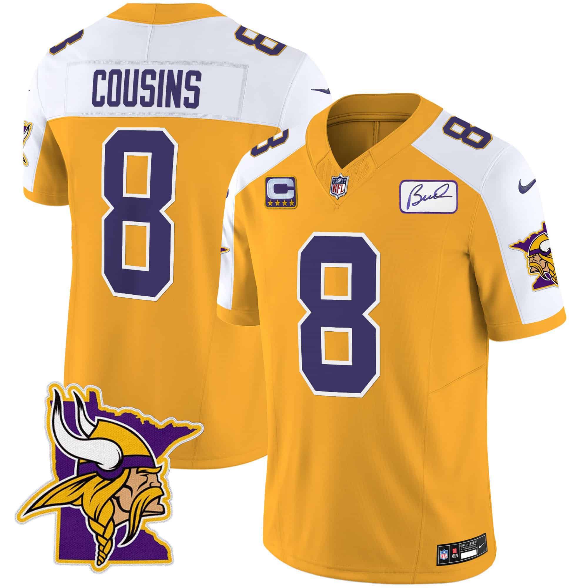 Men Minnesota Vikings #8 Cousins Yellow 2024 Nike Patch Classic Limited NFL Jersey->indianapolis colts->NFL Jersey